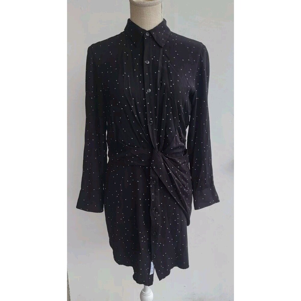 Rag & Bone Lucas Twist-Front Collared Black Print… - image 2